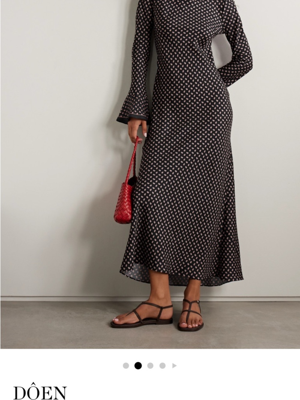 Doen Black Davina Long Sleeve Printed Maxi Dress